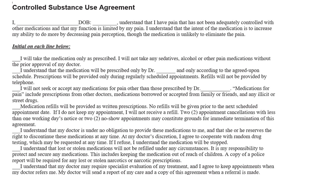 Printable Pain Contract