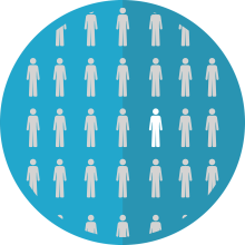 human figures on blue circle