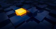 yellow box among blue