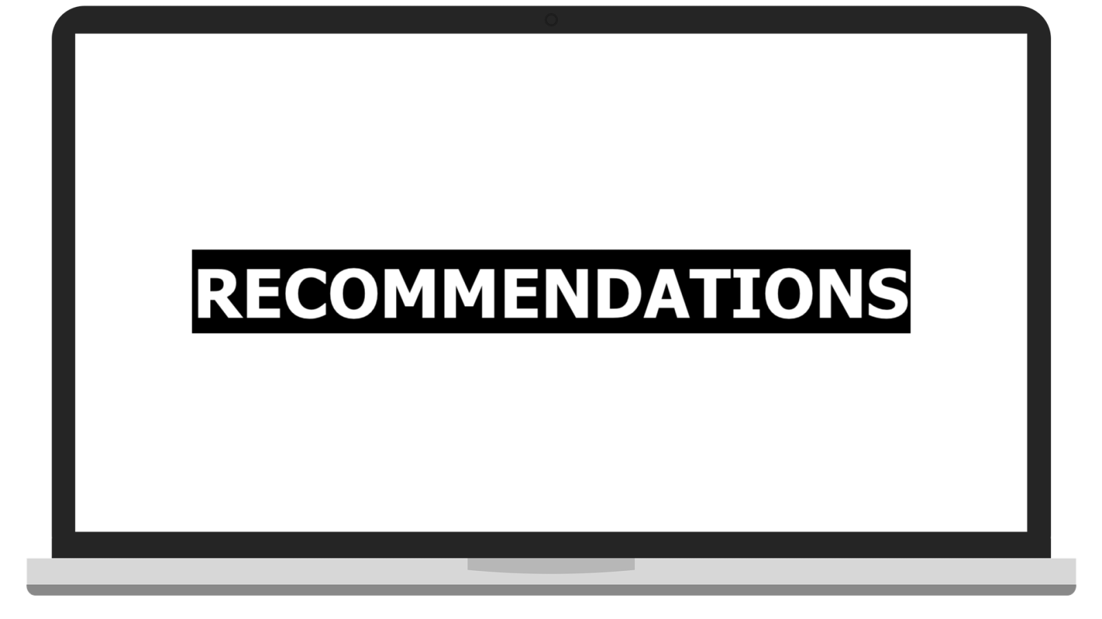recommendations on computer screen